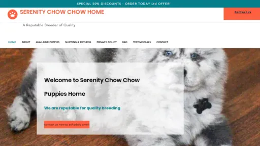 A screenshot of Serenitychowchows.com