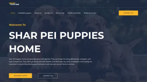 A screenshot of Sharpeipuppieshome.com