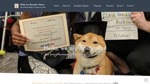 A screenshot of Shibainubreerder.com