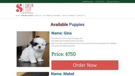 A screenshot of Shihtzuhomepuppy.com