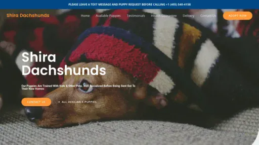 A screenshot of Shiradachshunds.com