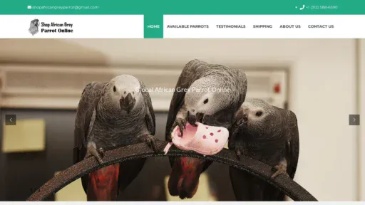 A screenshot of Shopafricangreyparrotonline.com