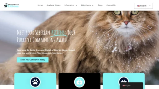 A screenshot of Siberiandreamkittens.com