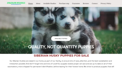 A screenshot of Siberiansoulpups.com