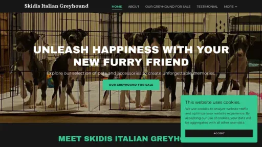 A screenshot of Skidisgreyhoundpuppies.com