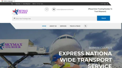A screenshot of Skymaxcourier.com
