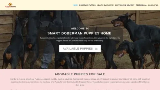 A screenshot of Smartdobermanpuppieshomespot.com
