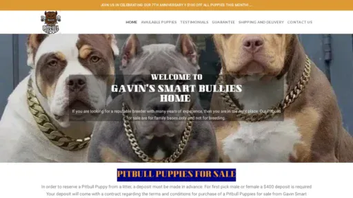 A screenshot of Smartpitbullpups.com