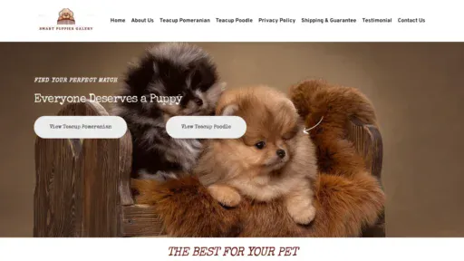 A screenshot of Smartpuppiesgalery.com