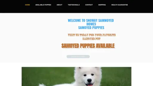 A screenshot of Snowaysamoyedhomes.com