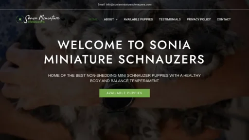 A screenshot of Soniaminiatureschnauzers.com