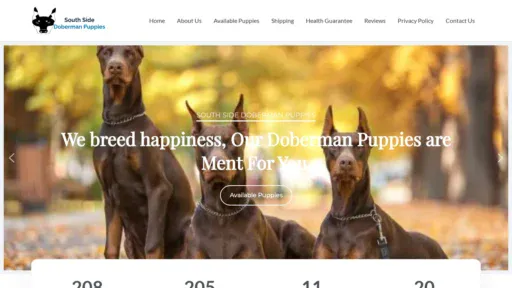 A screenshot of Southsidedobermanpuppies.com