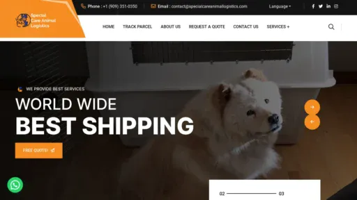 A screenshot of Specialcareanimallogistics.com