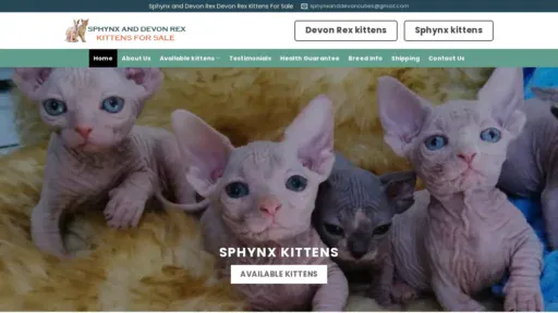 A screenshot of Sphynxanddevonrexkittens.com