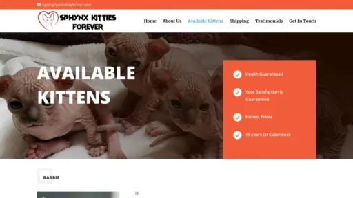 A screenshot of Sphynxkittiesforever.com