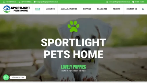 A screenshot of Sportlightpetshome.co.za