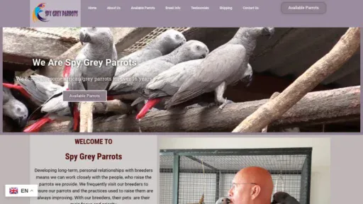 A screenshot of Spygreyparrots.com