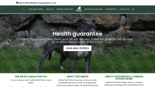 A screenshot of Staffordbullterrierpuppieshome.com