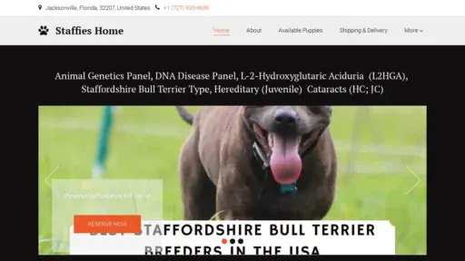 A screenshot of Staffordshirebullterrierpuppies.com.ua