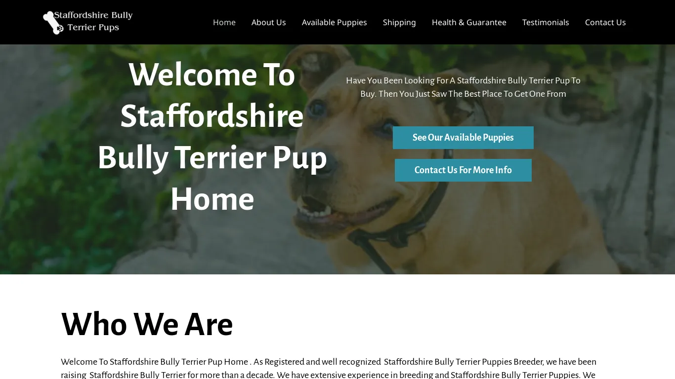 is staffordshirebullyterrierpups.com legit? screenshot