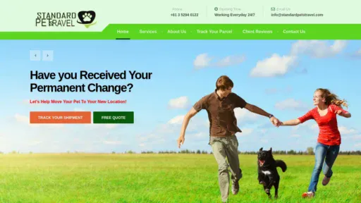 A screenshot of Standardpetstravel.com