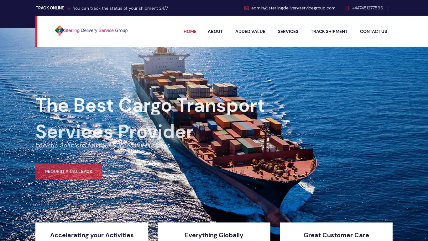 A screenshot of Sterlingdeliveryservicegroup.com