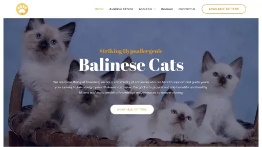 A screenshot of Strikingbalinesekitten.com