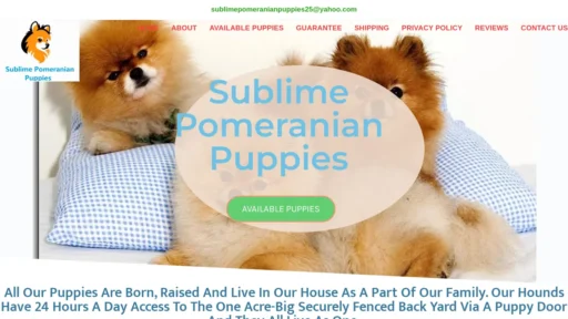 A screenshot of Sublimepomeranianpuppies.com
