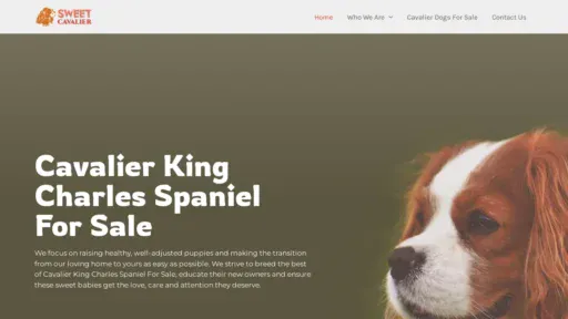 A screenshot of Sweetcavalierpuppies.com