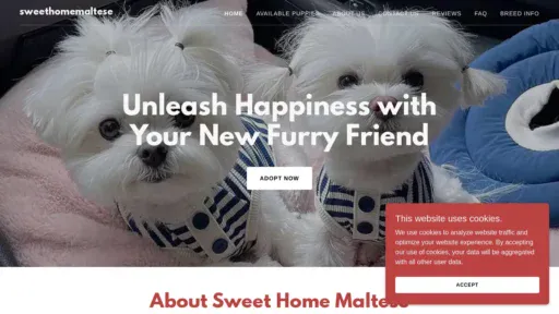 A screenshot of Sweethomemaltese.com