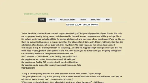 A screenshot of Sweetlessdachshunds.online