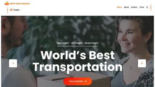 A screenshot of Swiftraysfreights.com