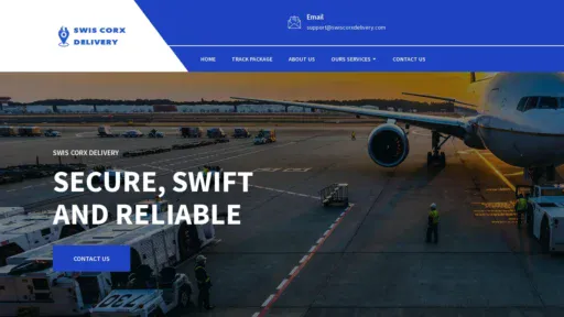 A screenshot of Swiscorxdelivery.com