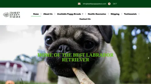 A screenshot of Tashlypuppypalace.com