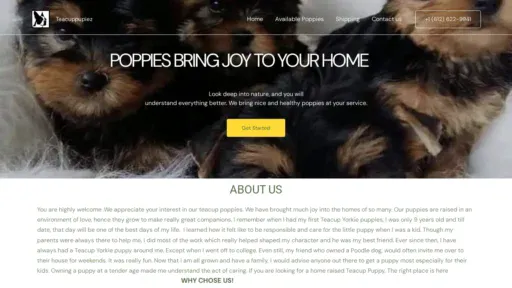 A screenshot of Teacuppuppiez.com