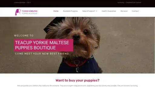 A screenshot of Teacupyorkiemaltesepuppiesboutique.com