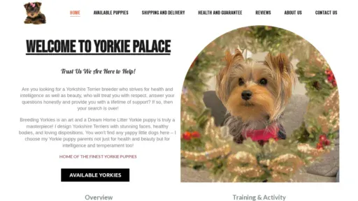 A screenshot of Teacupyorkiepalace.com