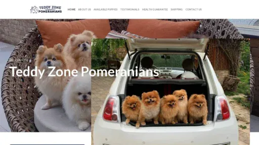 A screenshot of Teddyzonepomeranians.com