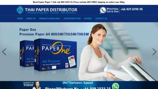 A screenshot of Thaipaperdistributor.com