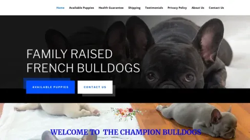 A screenshot of Thechampionbulldogs.com