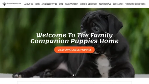 A screenshot of Thefamilycompanionspups.com