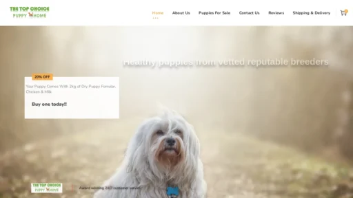 A screenshot of Thetopchoicepuppyhome.com