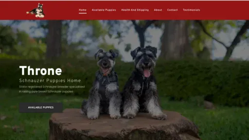 A screenshot of Throneschnauzerpuppiebreeders.com