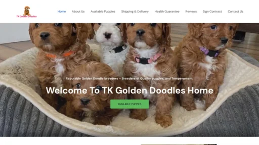 A screenshot of Tkgoldendoodlepuppies.com