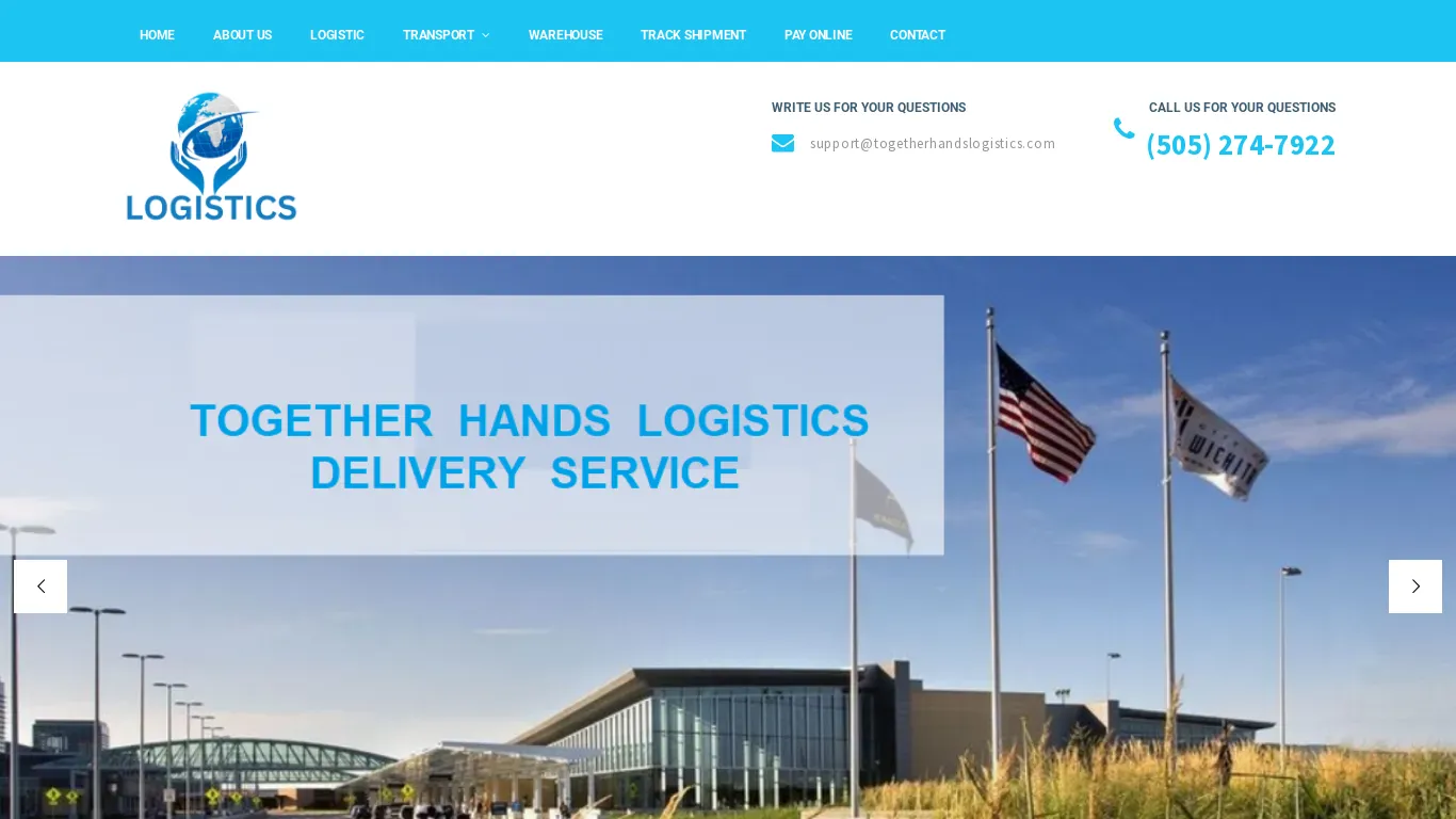 A screenshot of Togetherhandslogistics.com
