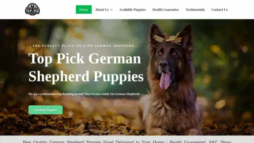 A screenshot of Toppickgermanshepherdpuppies.com