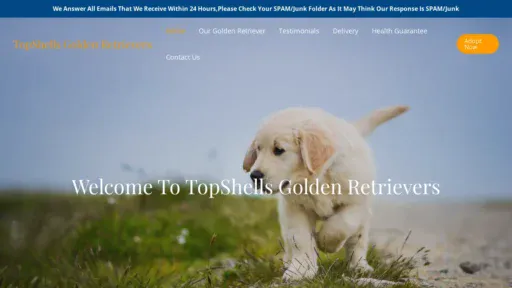 A screenshot of Topshellsgoldenretrievers.com