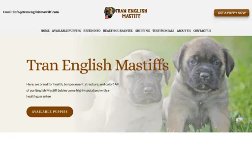 A screenshot of Tranenglishmastiff.com