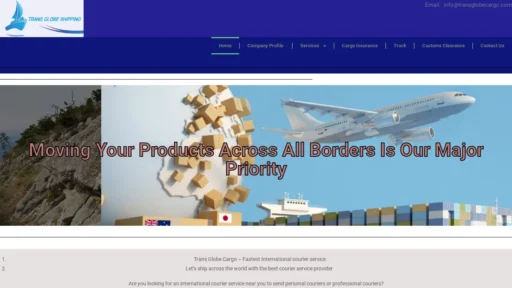 A screenshot of Transglobecargo.com