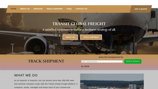 A screenshot of Transitglobalfreight.com